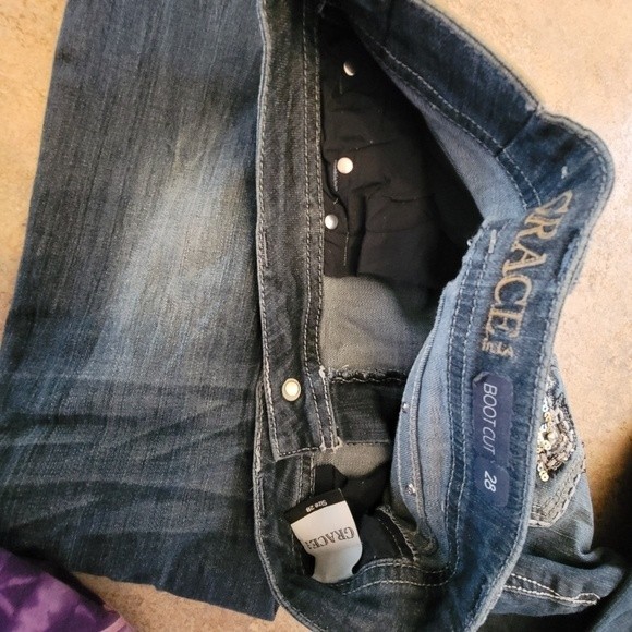 Grace in LA Boot Cut Embellished Pocket Jeans - Picture 5 of 6